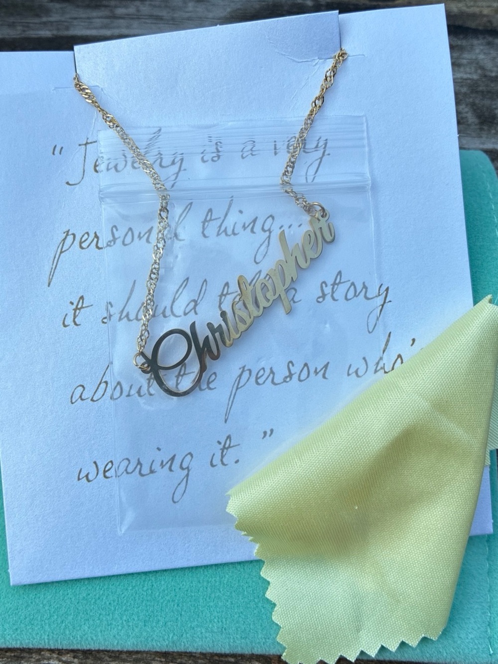 Gold Nameplate Necklace - Christopher Script Pendant